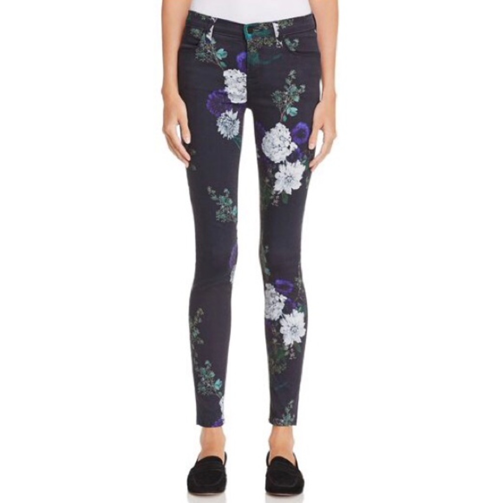NWT J Brand Forest Floor Floral Super Skinny Mid-Rise Jeans Size 24